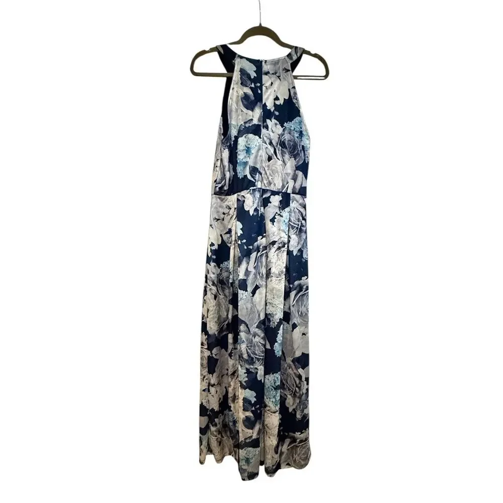 Candalite Blue Floral Formal Maxi Dress.
